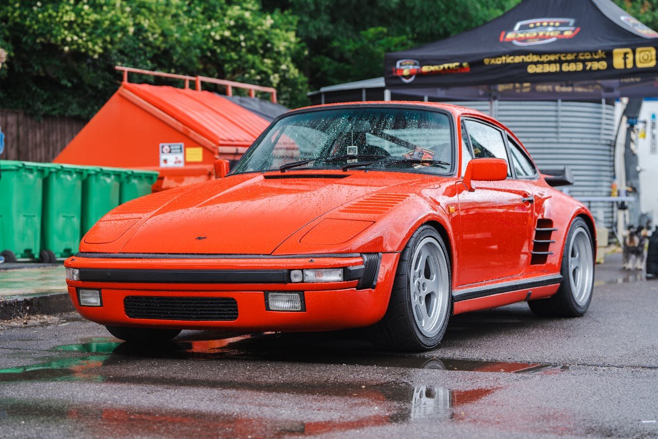 Vibrant red sports car photographed at a car event in Southampton, England.